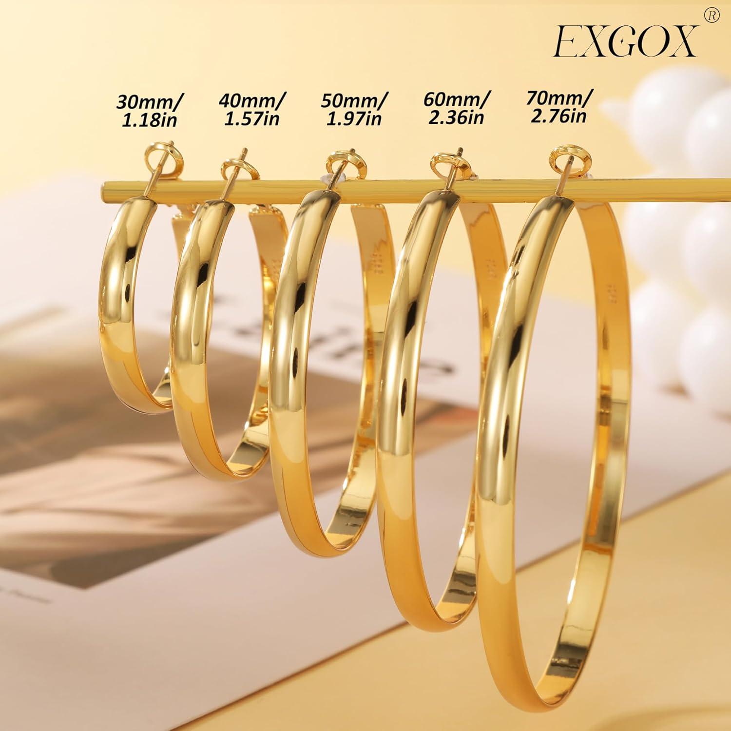 Vergoldete Silber Creolen 925 Hypoallergene Ohrringe Gold 50mm