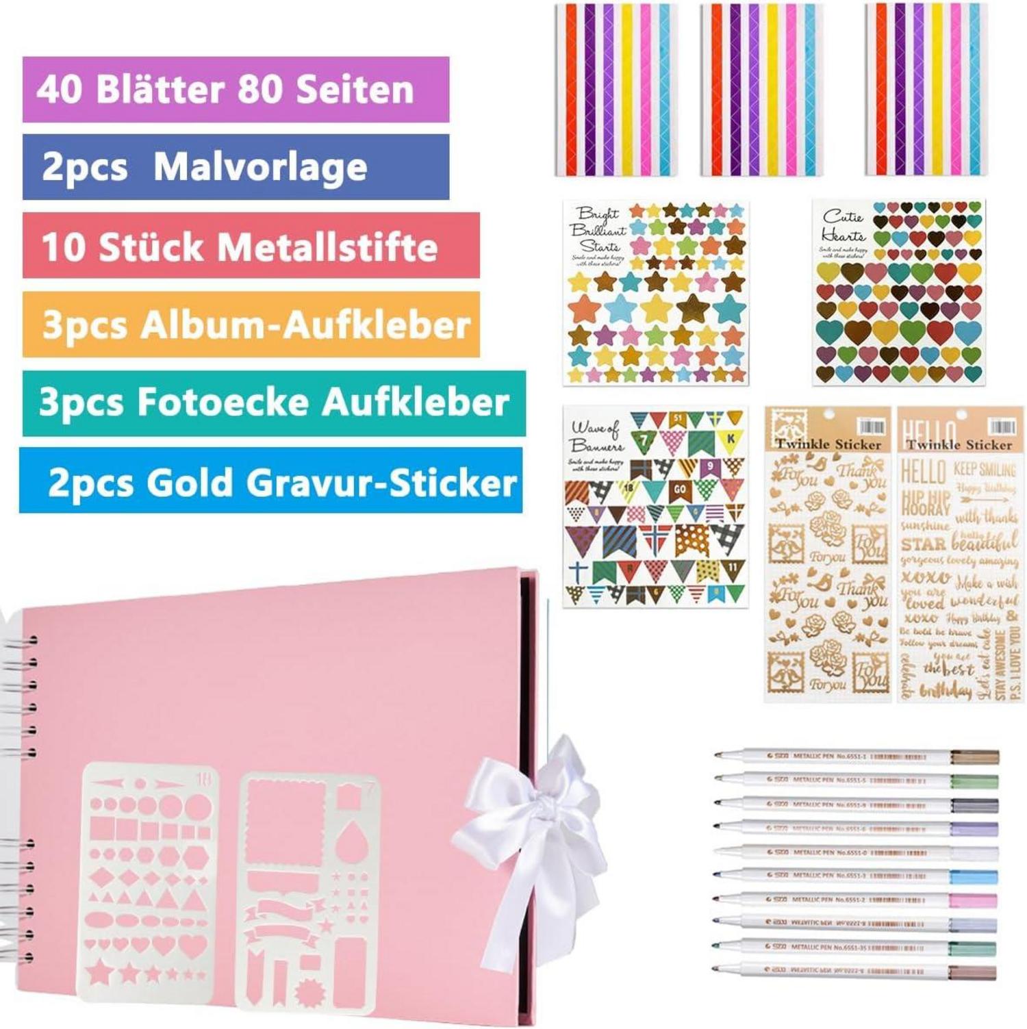 Fotoalbum zum Selbstgestalten DIY Fotobuch 80 Seiten Rosa