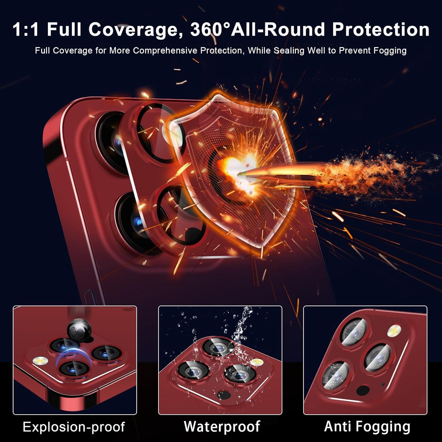 Kameraschutz iPhone 15 Pro Max & 15 Pro Burgunderrot 3er Pack