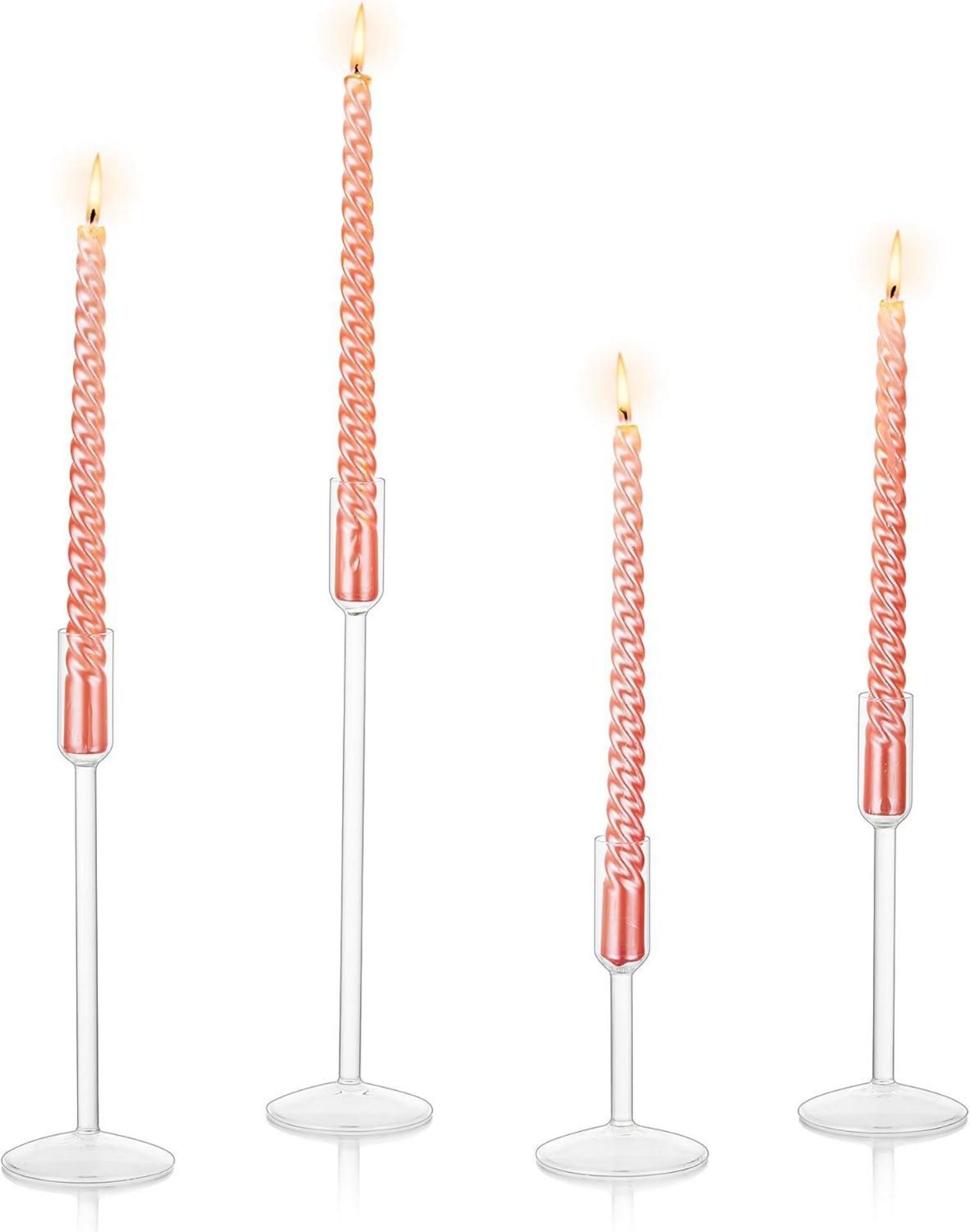 Glas Kerzenständer Set 4er Stabkerzen Hochzeit Weihnachten Party