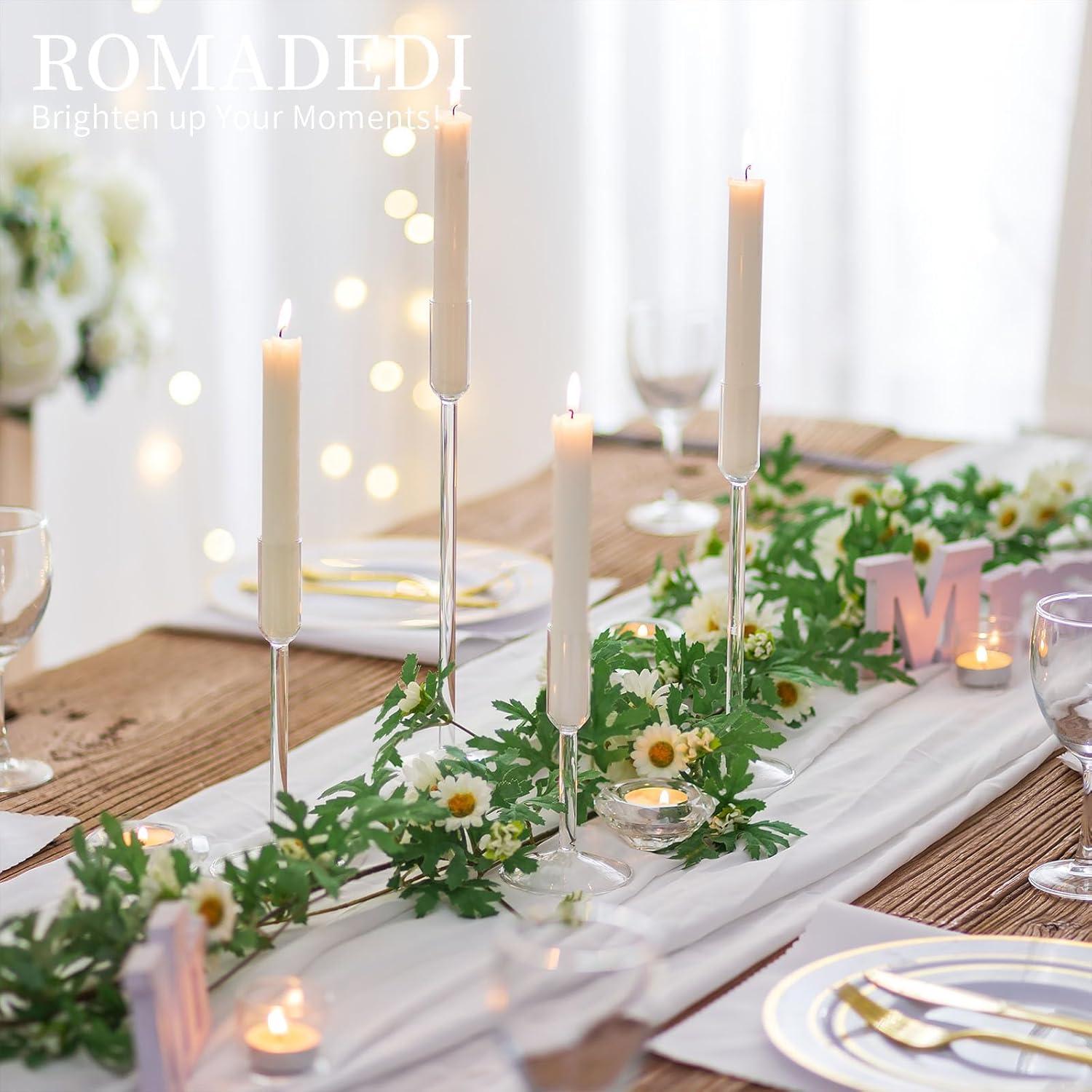 Romadedi Glas Kerzenhalter Stabkerzenständer 4er Set für Hochzeit Tischdeko Party