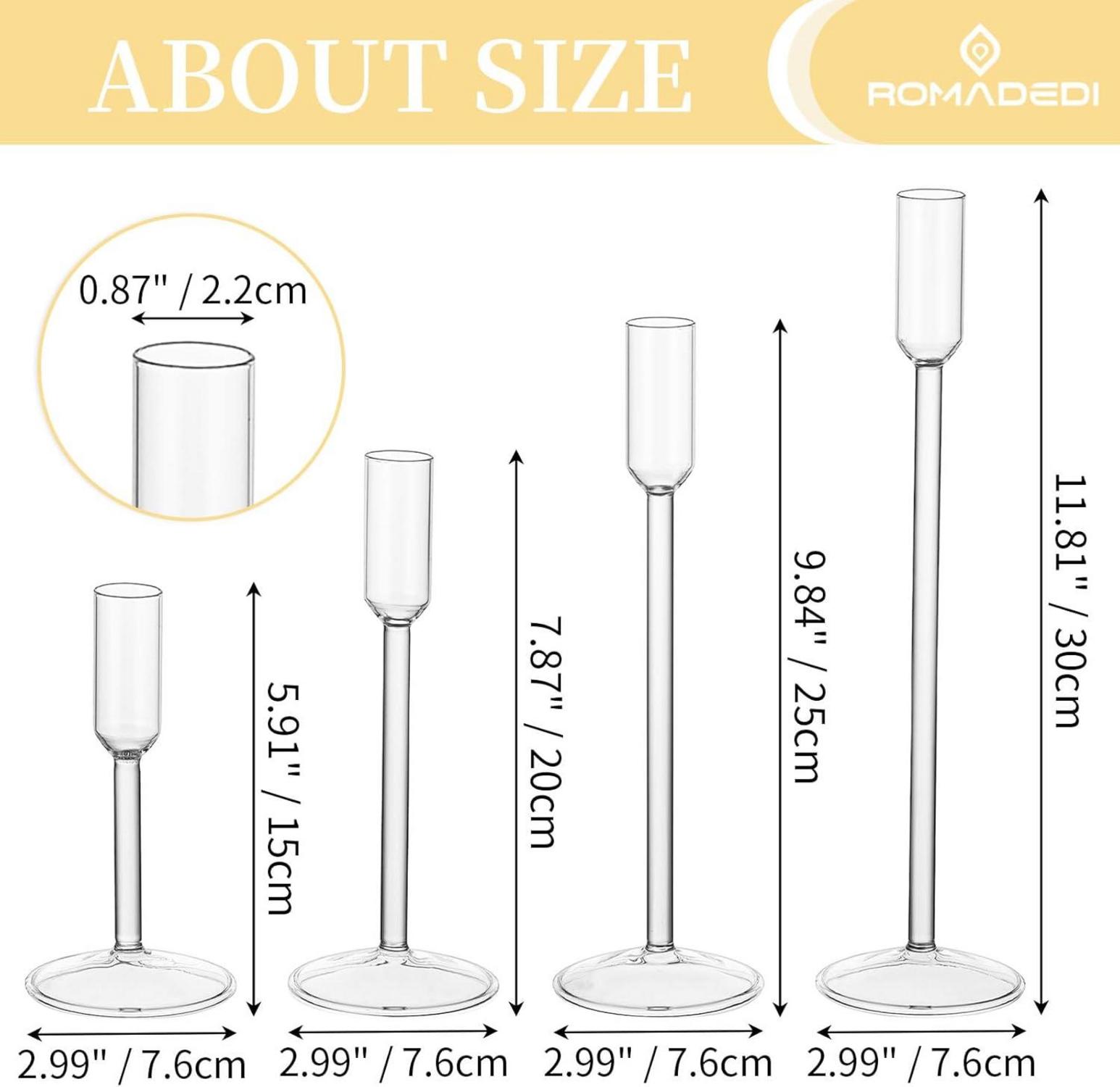 Glas Kerzenhalter Stabkerzen 4er Set Hochzeit Tischdeko Advent