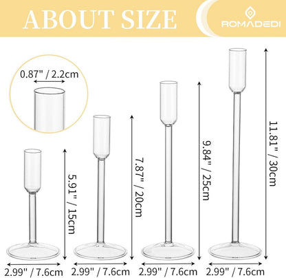 Glas Kerzenhalter Stabkerzen 4er Set Hochzeit Tischdeko Advent