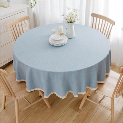 Runde Baumwollleinen Tischdecke 280cm Hellblau