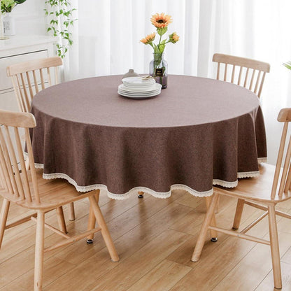 Runde Baumwollleinen Tischdecke Dunkelbraun 240 cm