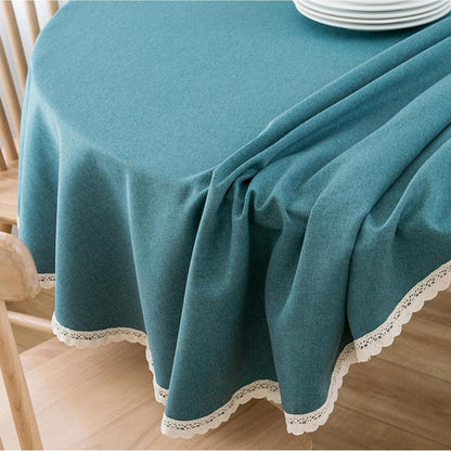 Runde Baumwollleinen Tischdecke Pfauenblau 280 cm