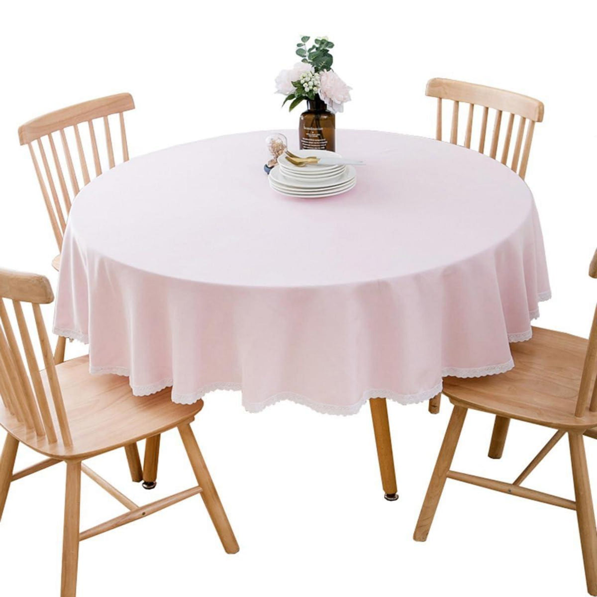 Runde Baumwollleinen Tischdecke Rosa 240 cm – Schutz & Stil