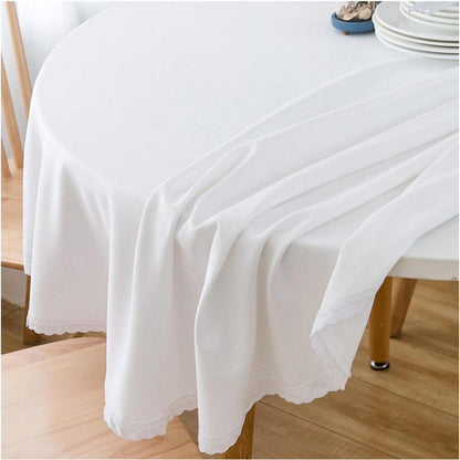 Runde Baumwollleinen Tischdecke 280cm – Weiß