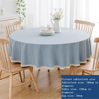 Runde Baumwollleinen Tischdecke 280cm – Weiß