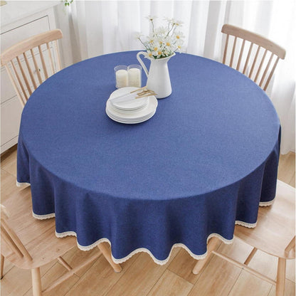 Runde Baumwollleinen Tischdecke Dunkelblau 260 cm