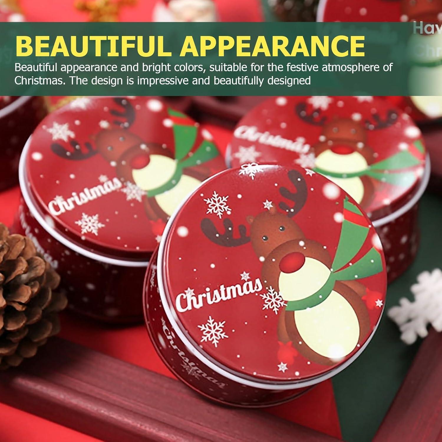 24er Mini-Weihnachtskeksdosen Metall Runde Süßigkeiten Keksdosen 7,5 x 7,5 cm