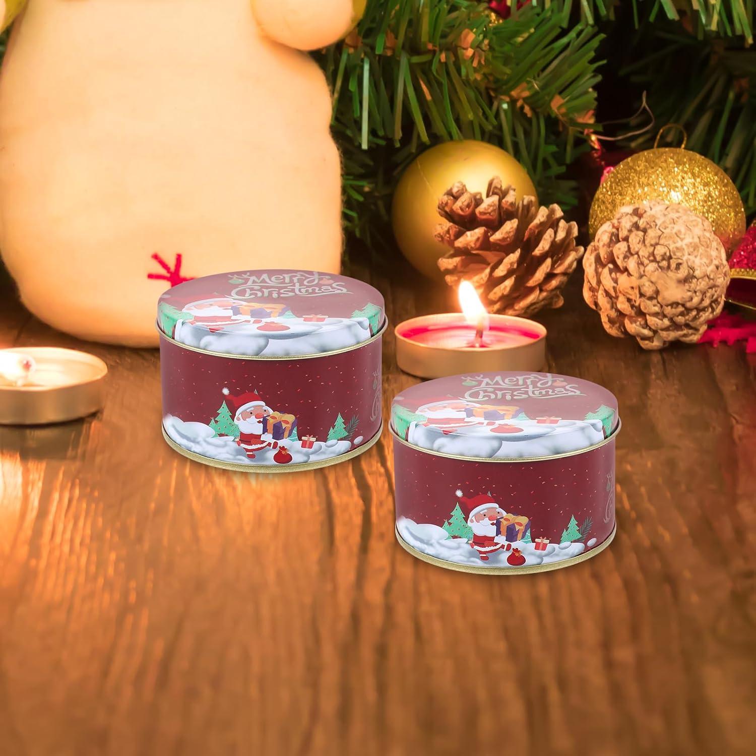 24x Mini-Weihnachtskeksdosen Runde Metalldosen Deckel Kekse Süßigkeiten