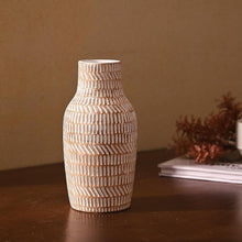 Rustikale Beige Blumenvase für Zuhause Deko 20cm Hoch