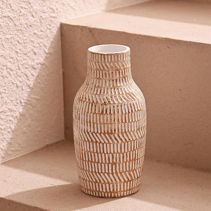 Rustikale Beige Vase mit Cremefarbener Glasur für Home Decor, 20cm Hoch