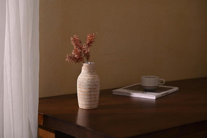 Rustikale Beige Keramikvase 20cm Hoch Home Decor Blumenvase