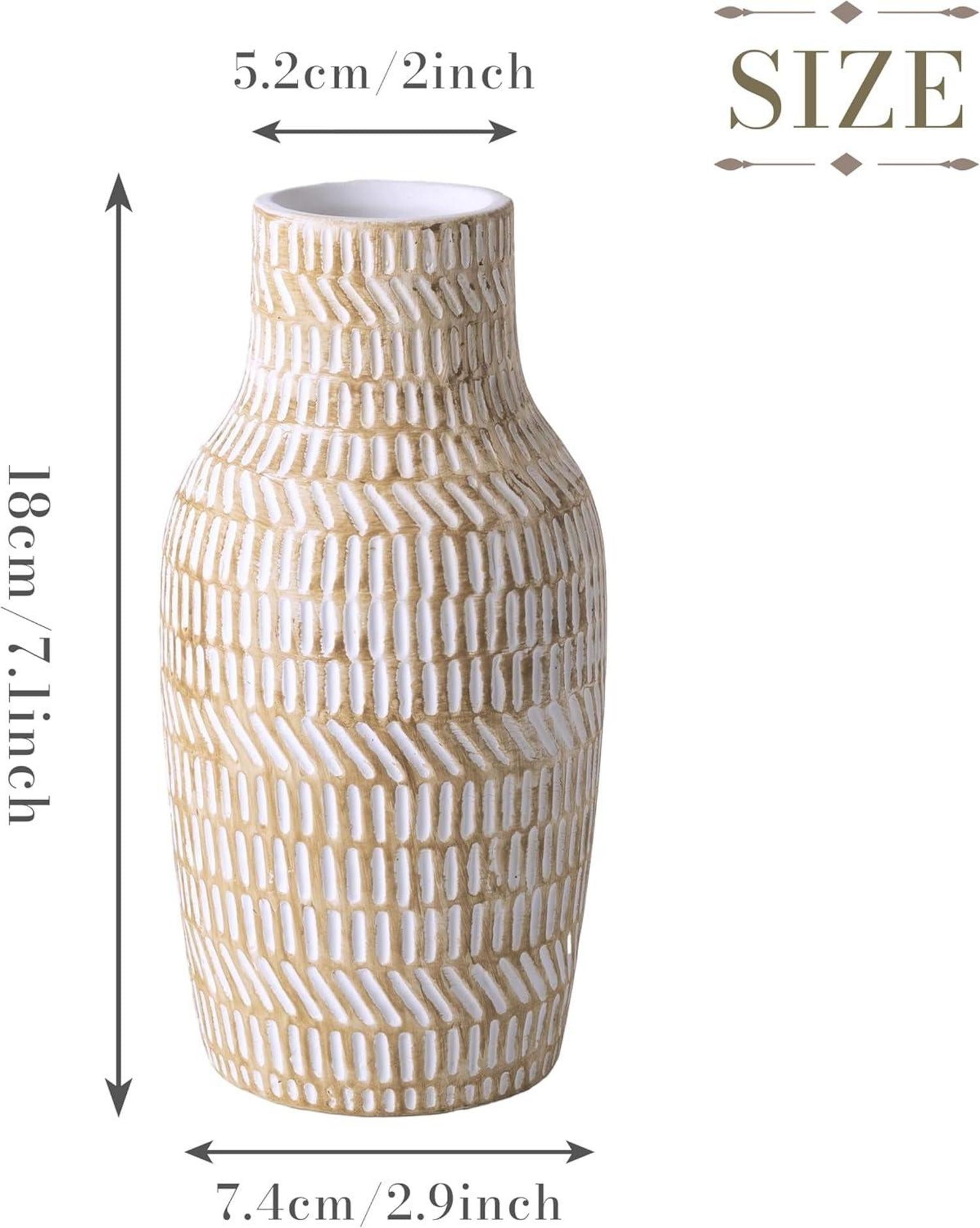 Rustikale Beige Vasen Deko Cremefarbener Glasur 20cm