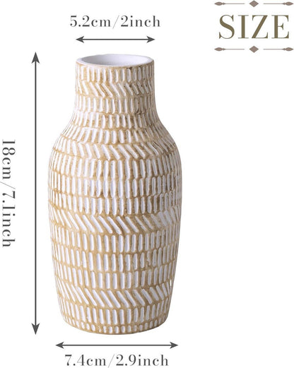 Rustikale Beige Vasen Deko Cremefarbener Glasur 20cm