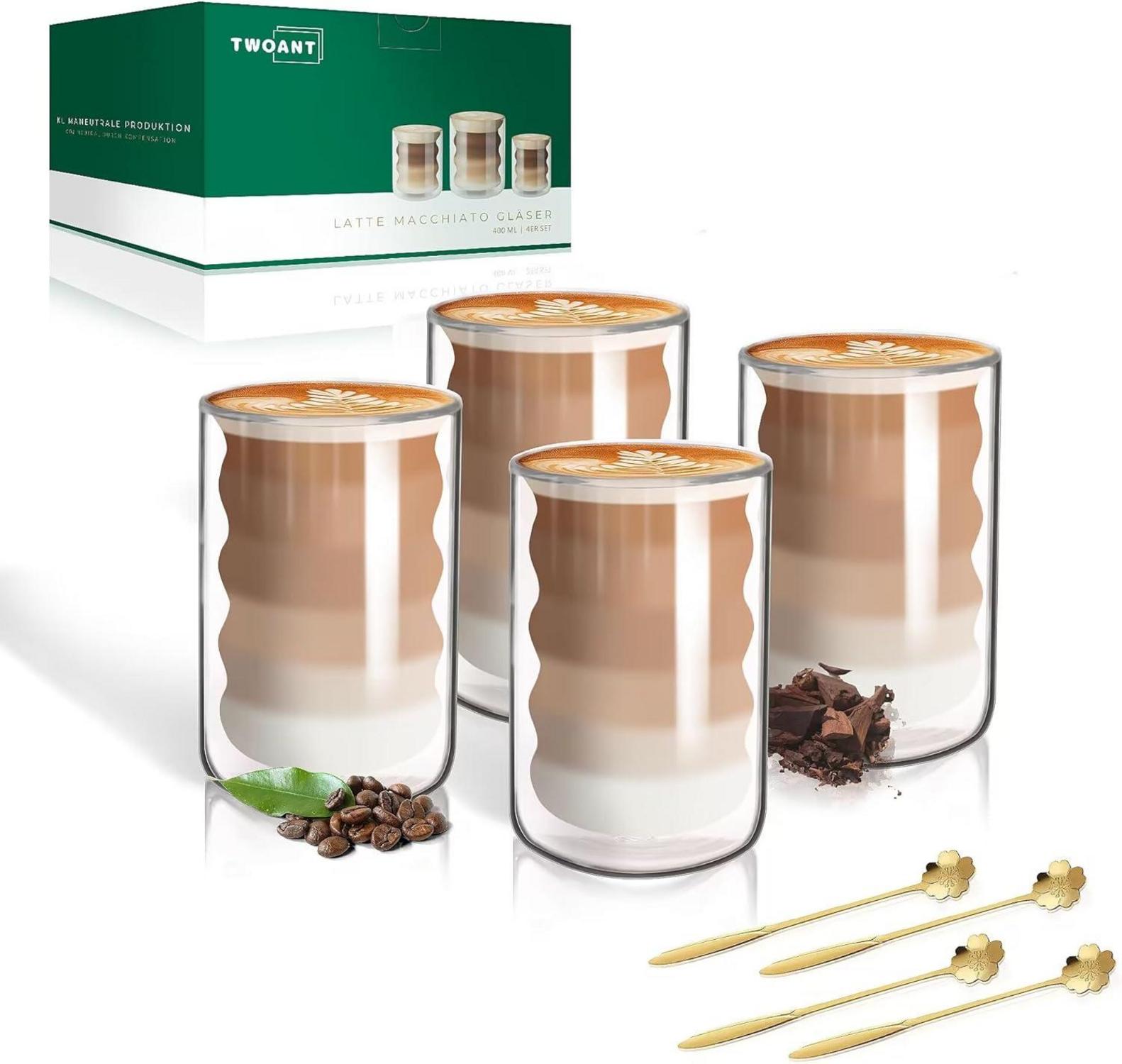 Latte Macchiato Gläser Doppelwandig 400ml 4er Pack Thermogläser