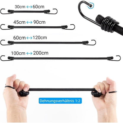 Spanngummis mit Haken – 10er Set, 100 cm, Robust & Vielseitig