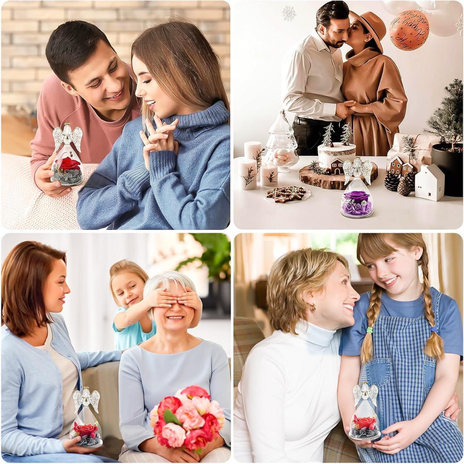 Ewige Rosen Engel Geschenkbox Mutter Geburtstag 24K Vergoldet Rot