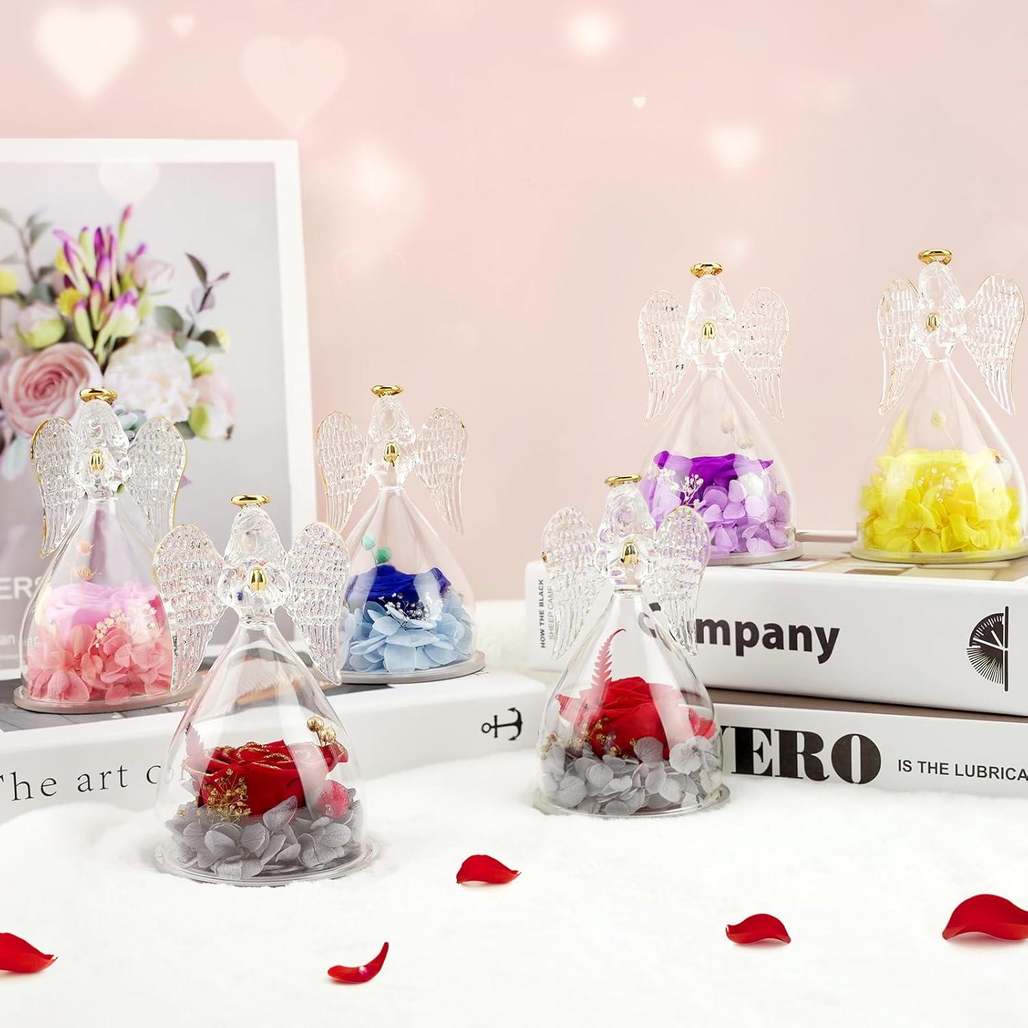 Ewige Rose Engel Geschenke für Frauen Mutter Rot Vergoldet