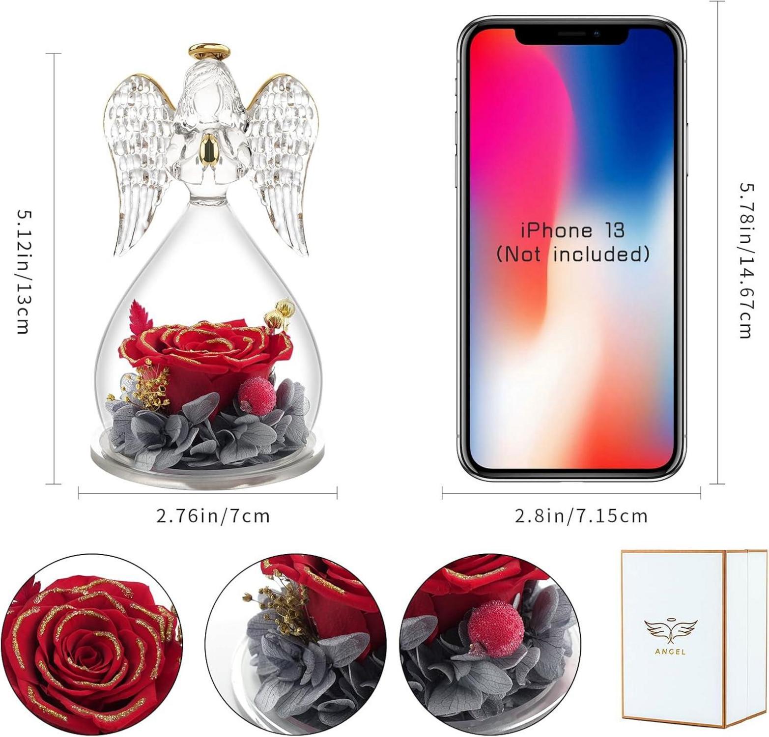 Ewige Rosen Engel Geschenkbox Mutter Geburtstag 24K Vergoldet Rot