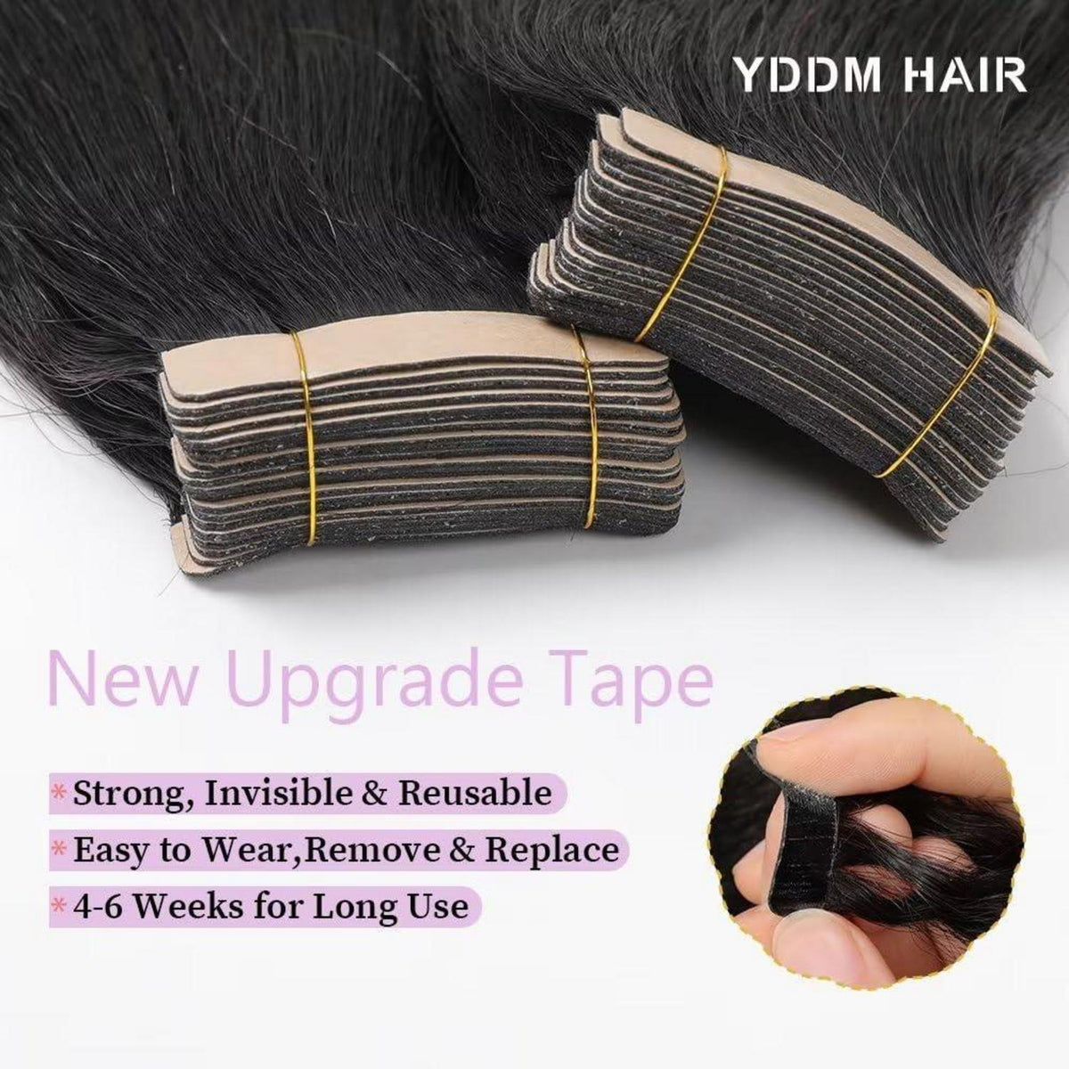 Schwarze Tape Extensions Echthaar 26 Zoll 100g