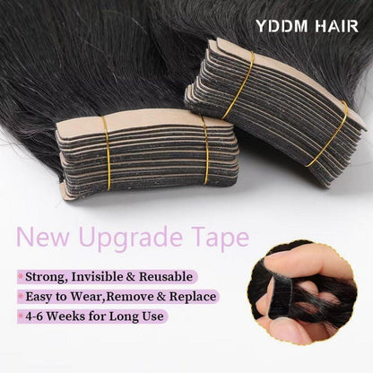 Schwarze Tape Extensions Echthaar 26 Zoll 100g