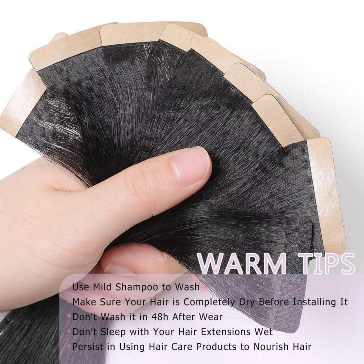 Schwarze Tape Extensions Echthaar 26 Zoll 100g