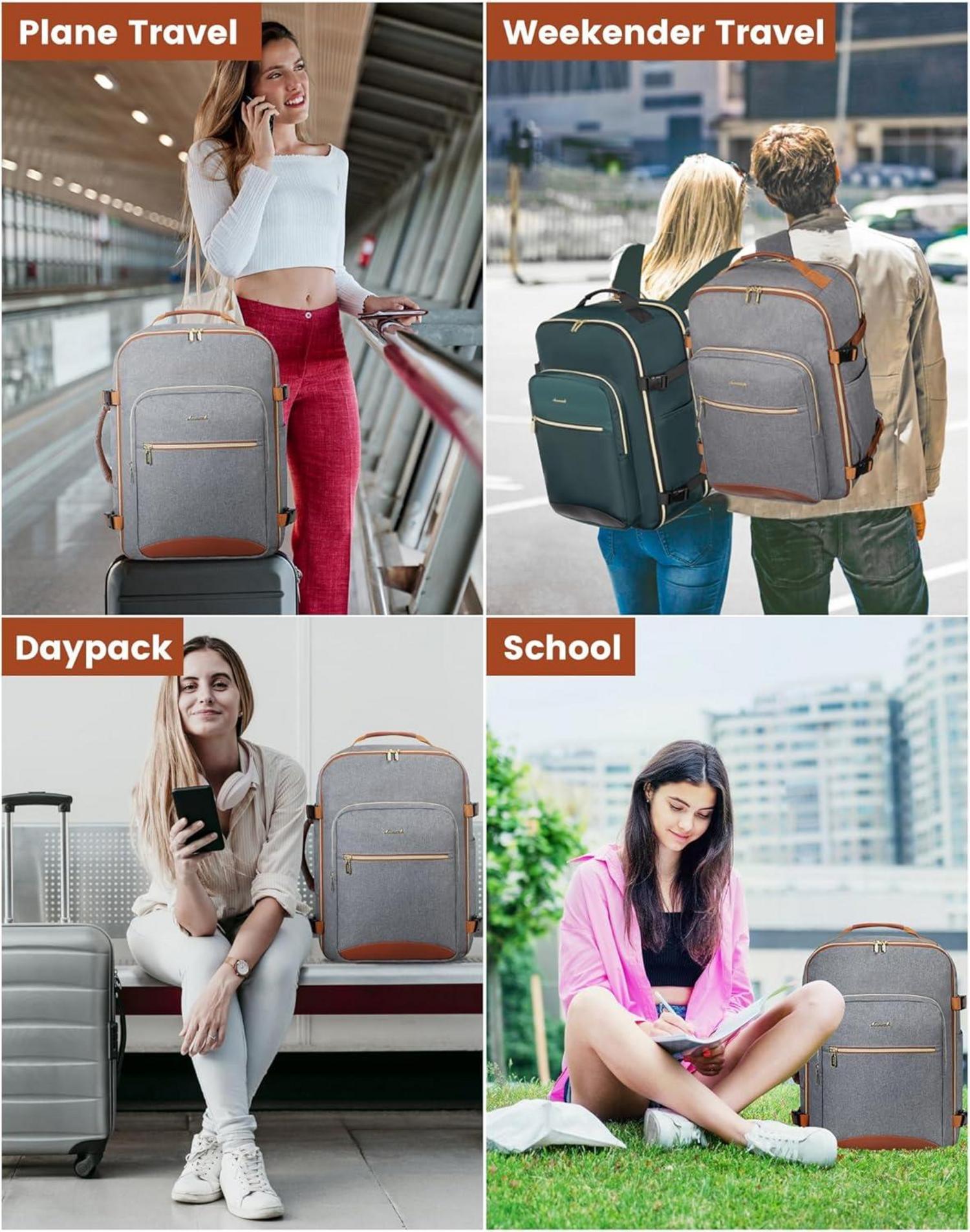 Handgepäck Rucksack 40L Reiserucksack Damen Groß Wasserdicht für 17