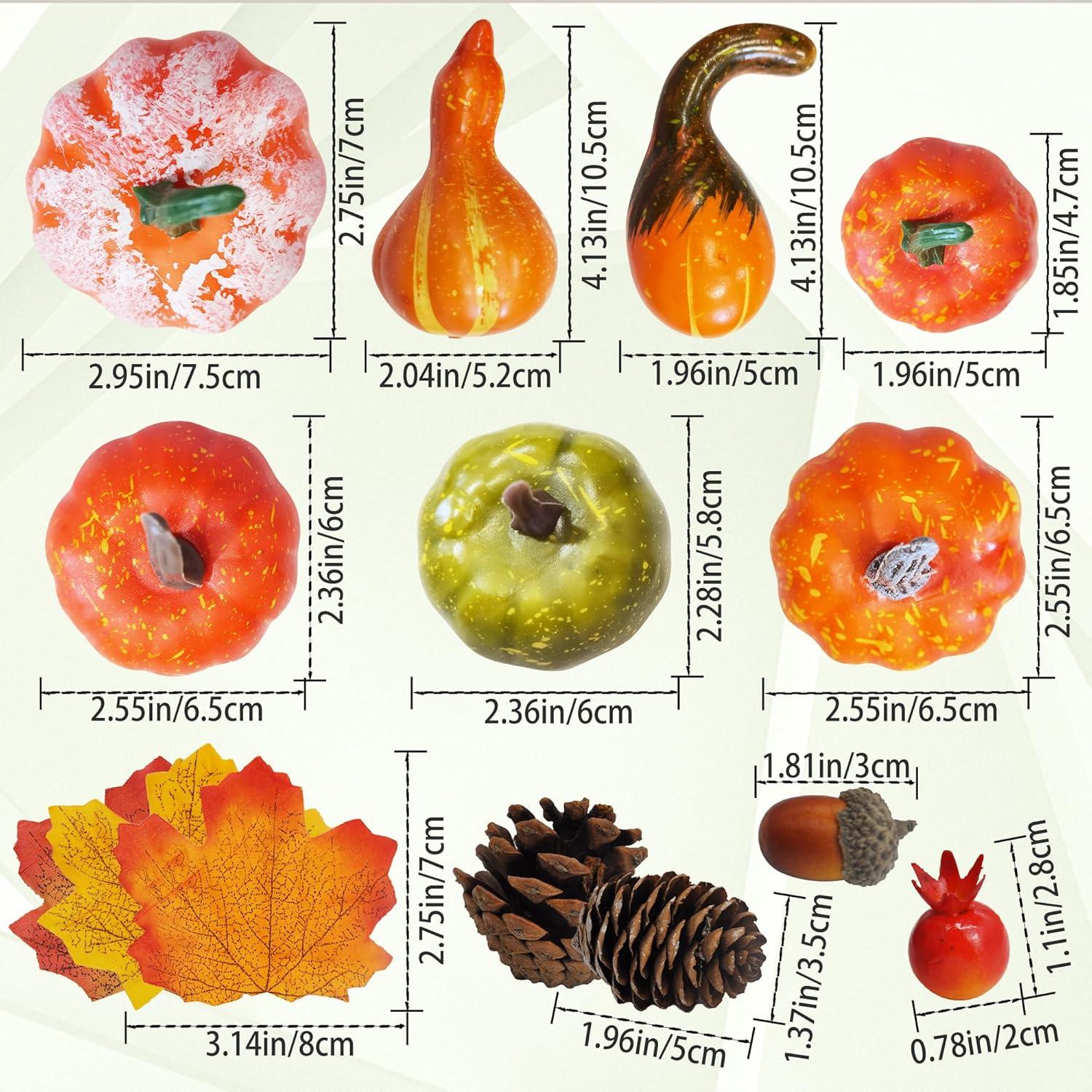 96 Stück Künstliche Kürbis Ahornblätter Tannenzapfen Eicheln