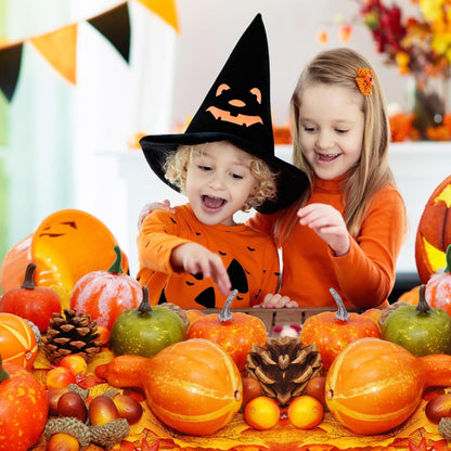 Herbstdeko Set Künstliche Kürbis Halloween Tischdeko Thanksgiving Gelb