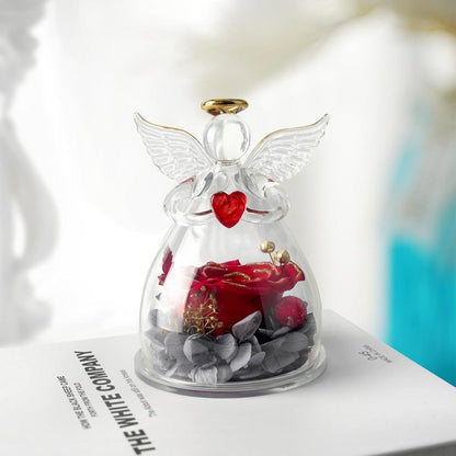 Ewige Rose Engel Figur im Glas Rot Geschenk für Mama Oma