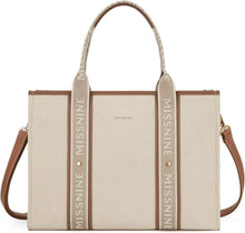 Canvas-Laptoptasche Damen Aktentasche 15,6 Zoll groß Braun Beige