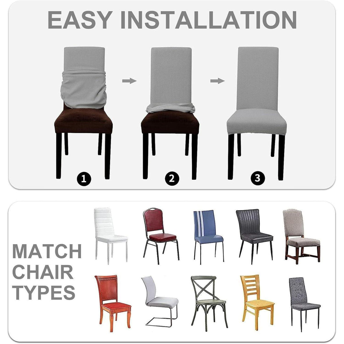 Stuhlhussen 4er Set – Stretchbezug für Esszimmerstühle Weiß