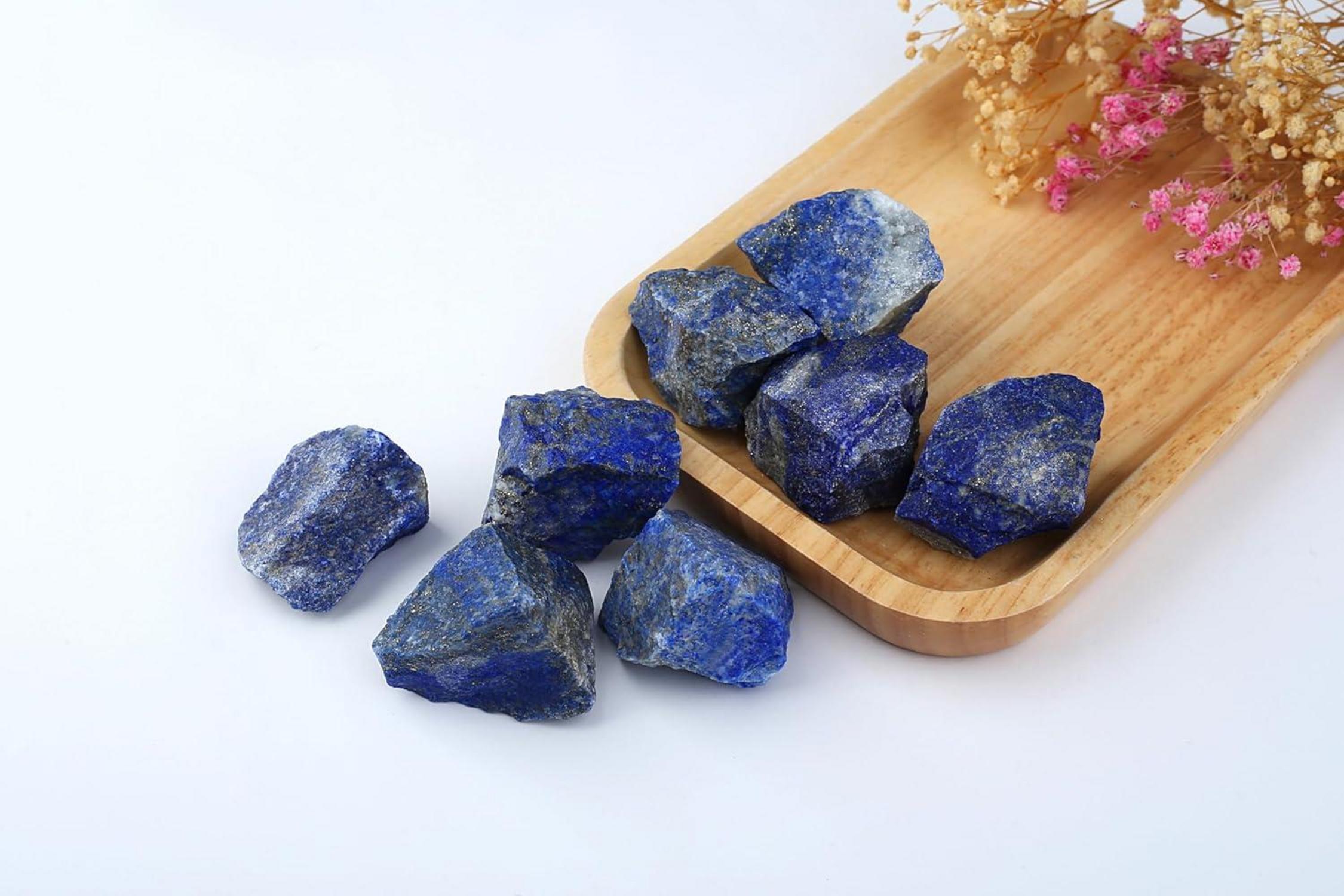 Großes Lapislazuli Rohsteine 4 Stück Premium Wassersteine