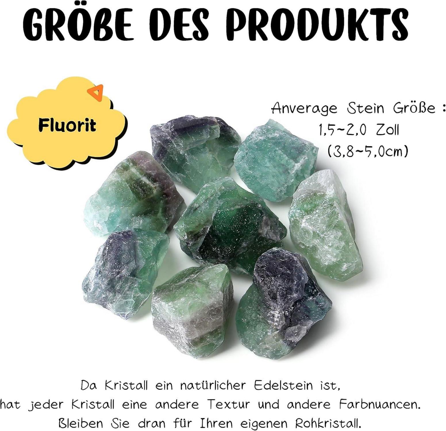 Großes Fluorit Rohsteine Premium 4 Stück Natursteine Heilsteine Set
