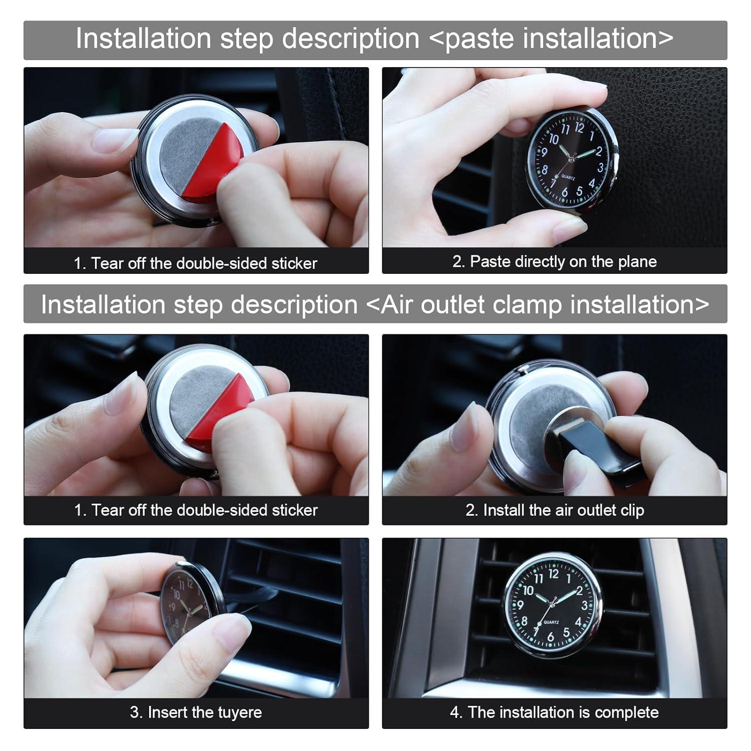 JIZZU Car Clock Mini Quartz Uhr für Auto Innendekoration und sicheres Fahrerlebnis
