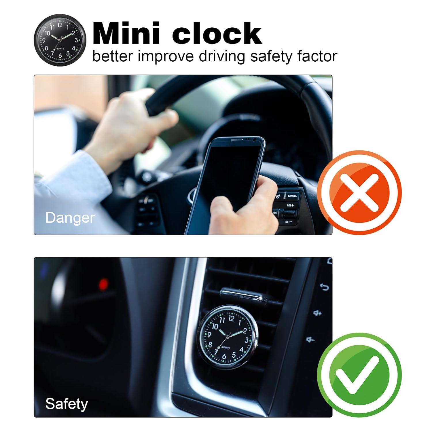 Mini Quartz Car Clock Dashboard Uhr Auto Schwarzes Design LED-Anzeige