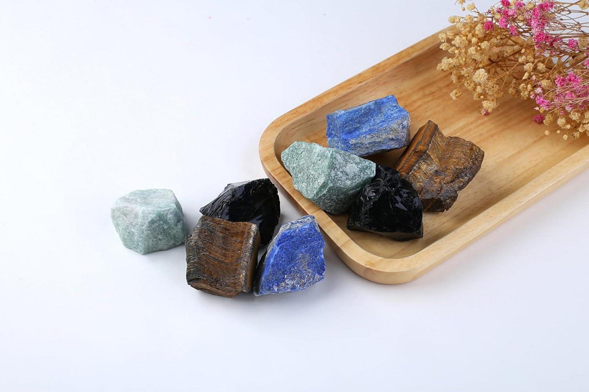 Premium Wassersteine Set Grün Aventurin Tigerauge Natursteine 4 Stück