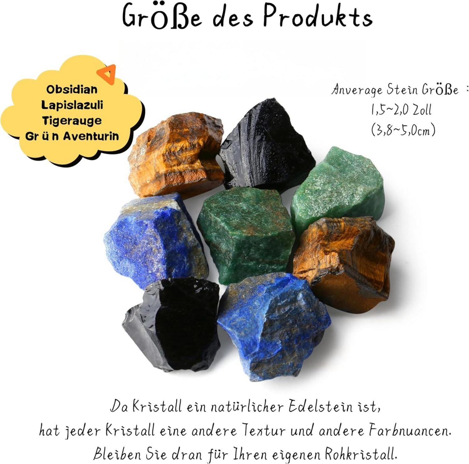 Grüner Aventurin Tigerauge Wassersteine Set Heilsteine 4 Stück