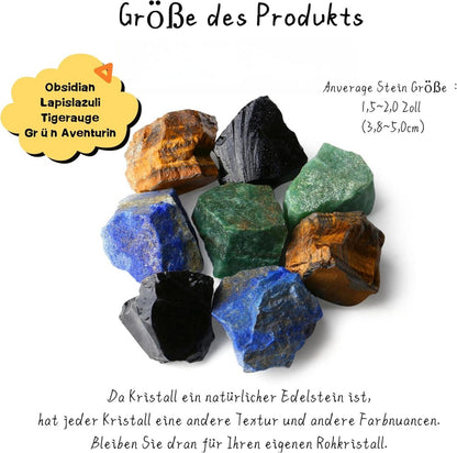 Grüner Aventurin Tigerauge Wassersteine Set Heilsteine 4 Stück