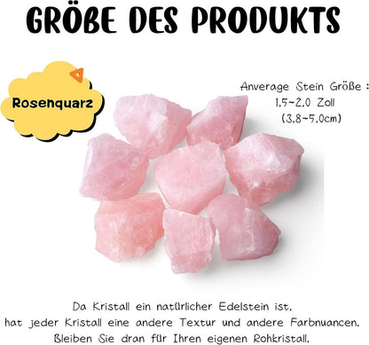 100% Natürliche Rosenquarz Rohsteine Wassersteine Kristalle Heilsteine 4 Stk