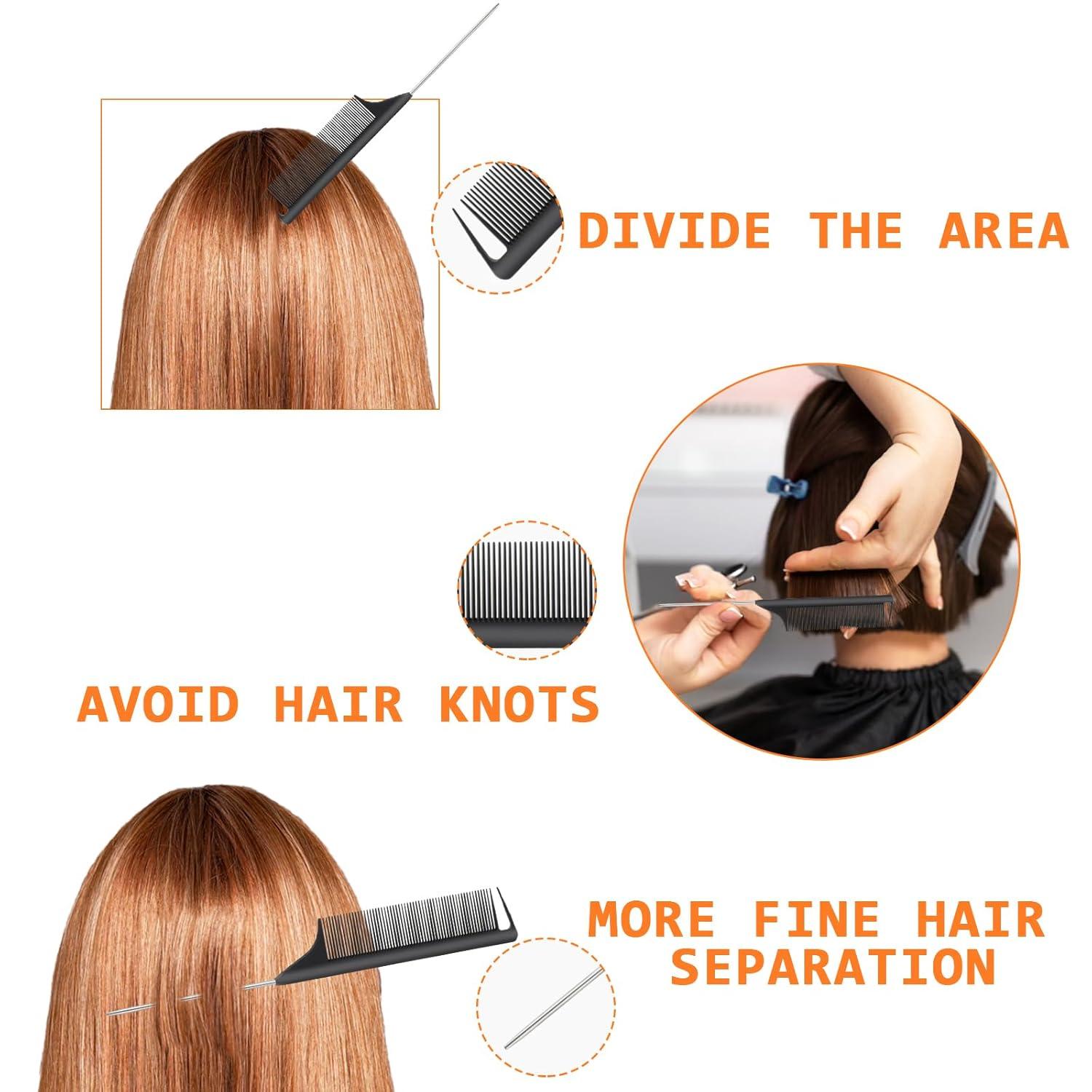 10-teiliges Haarschwanz- und Rattenschwanzkamm-Set für professionelles Styling