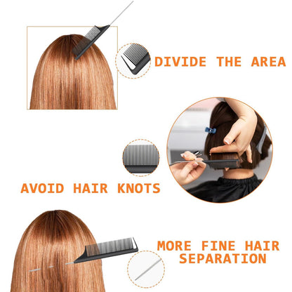 10-teiliges Haarschwanz- und Rattenschwanzkamm-Set für professionelles Styling