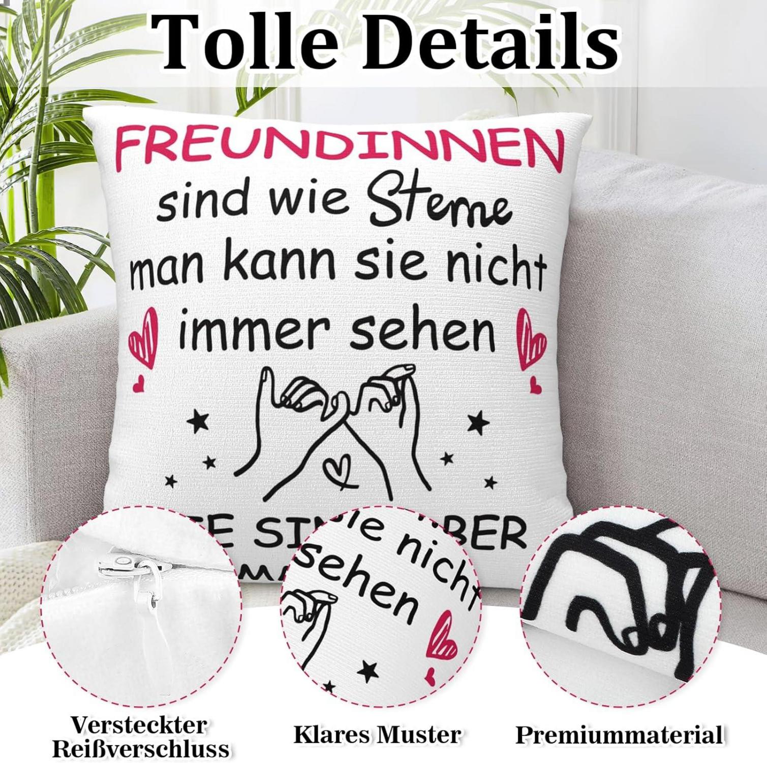 Geschenk für Freundin Kissenbezug 45x45cm Sternenmotiv
