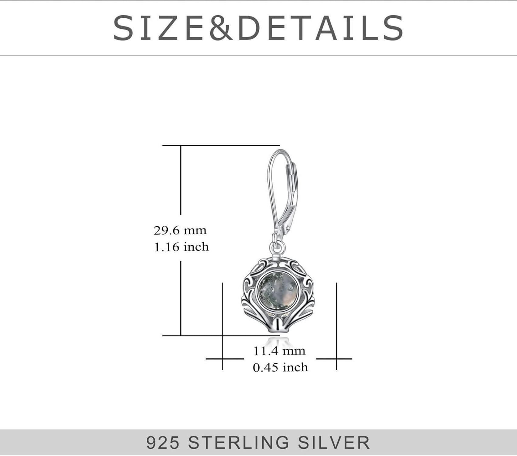 Moos Achat Leverback Ohrringe Sterling Silber Damen Ohrringe