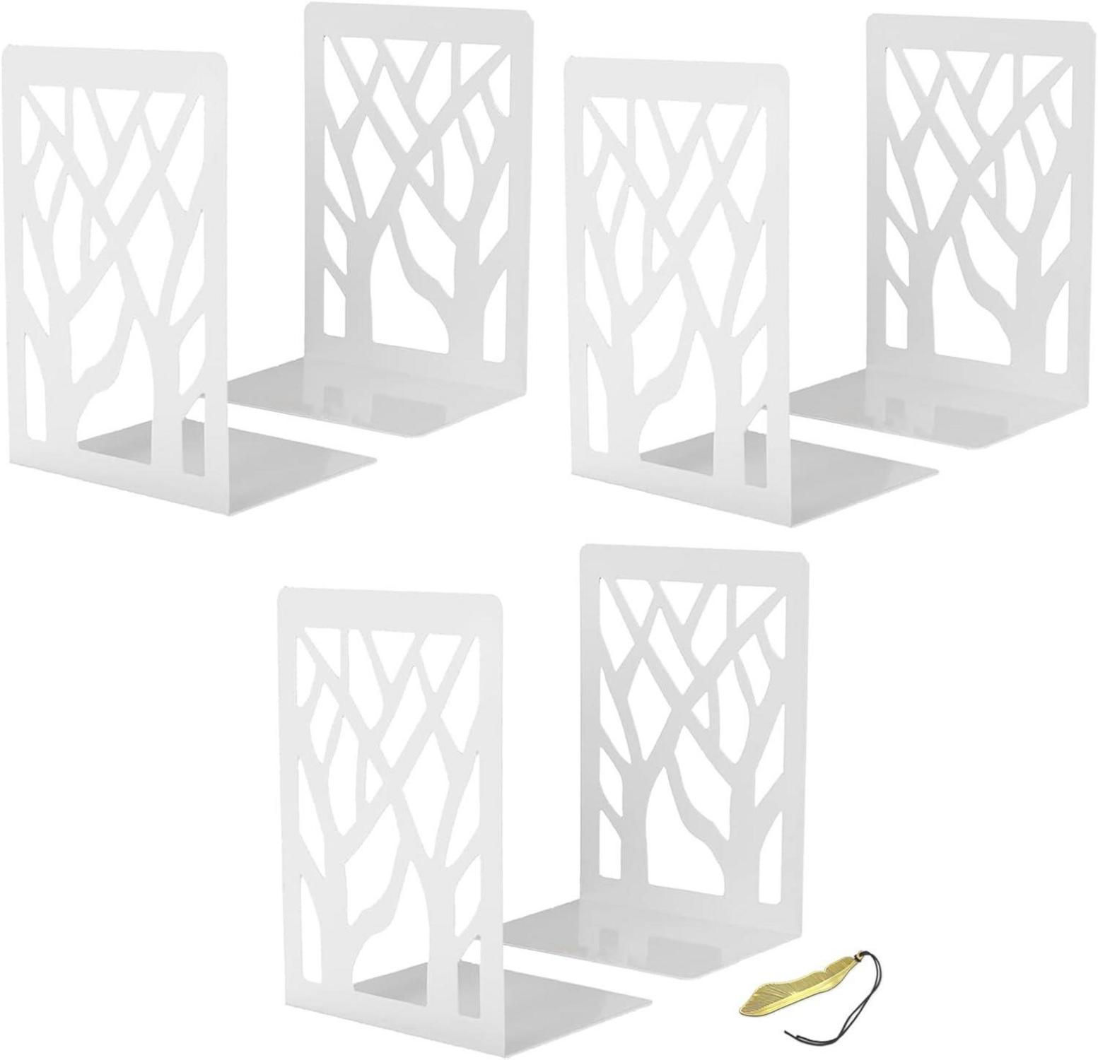 Moderne Metall Buchstützen 3er Set Weiß 12x9x16cm