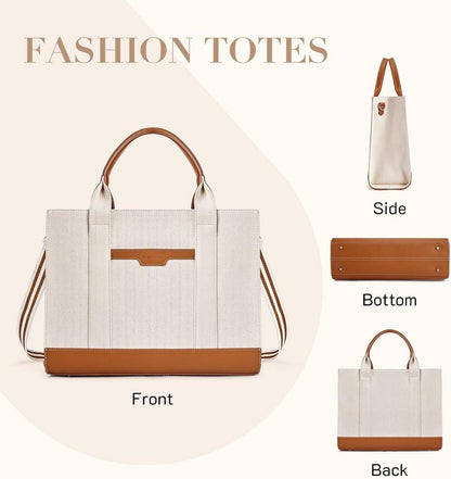 Tragetasche Canvas-Laptoptasche 15,6 Zoll Damen Büro Schultertasche