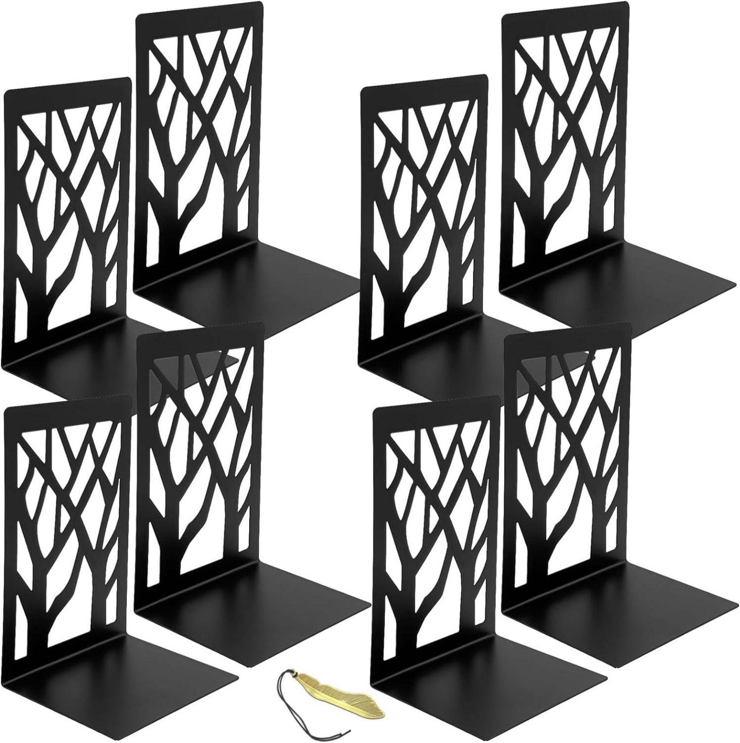 Moderne Metall Buchstützen Schwarz 4 Paar Set 12x9x16cm